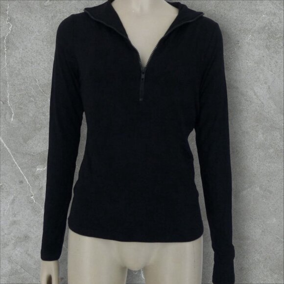 Naked Wardrobe Compression Long Sleeve Half Zip Neck Top Sz Small Womens Black - Picture 10 of 14